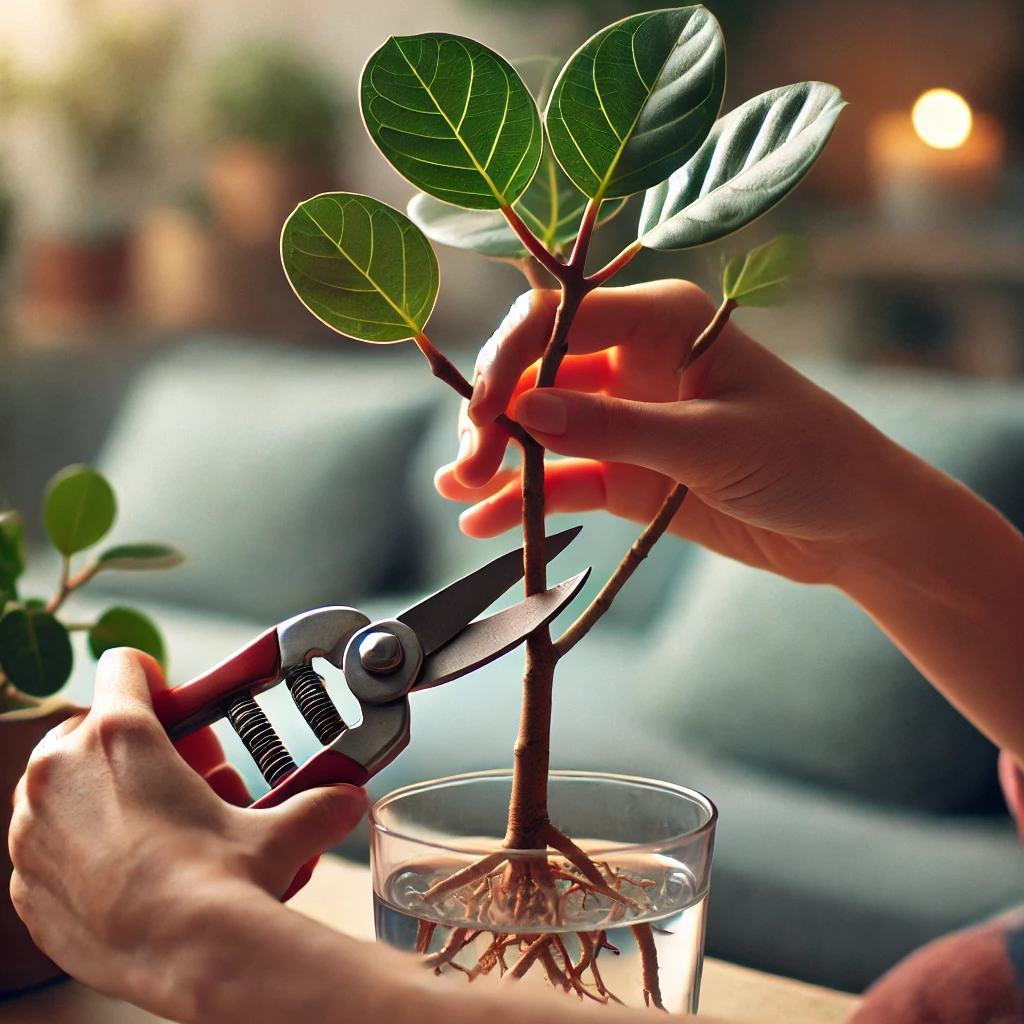 Förökning av Ficus Lyrata med toppsticklingar