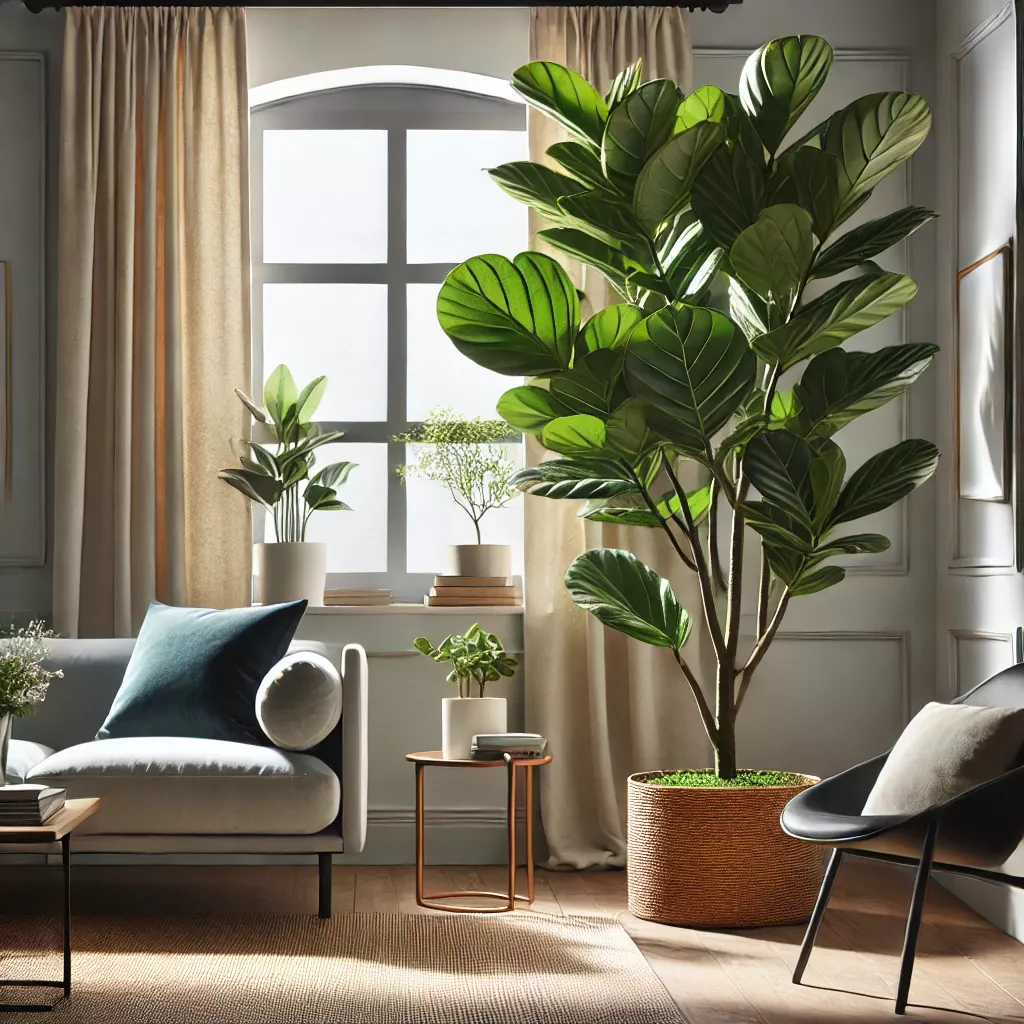 Ficus Lyrata in a modern living room interior