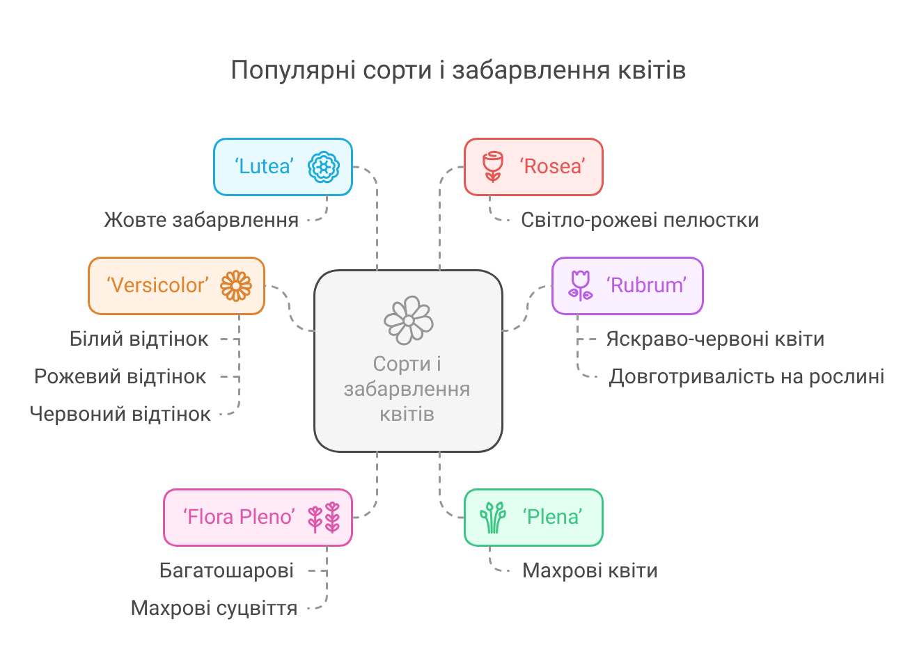 Популярни сортове и оцветяване