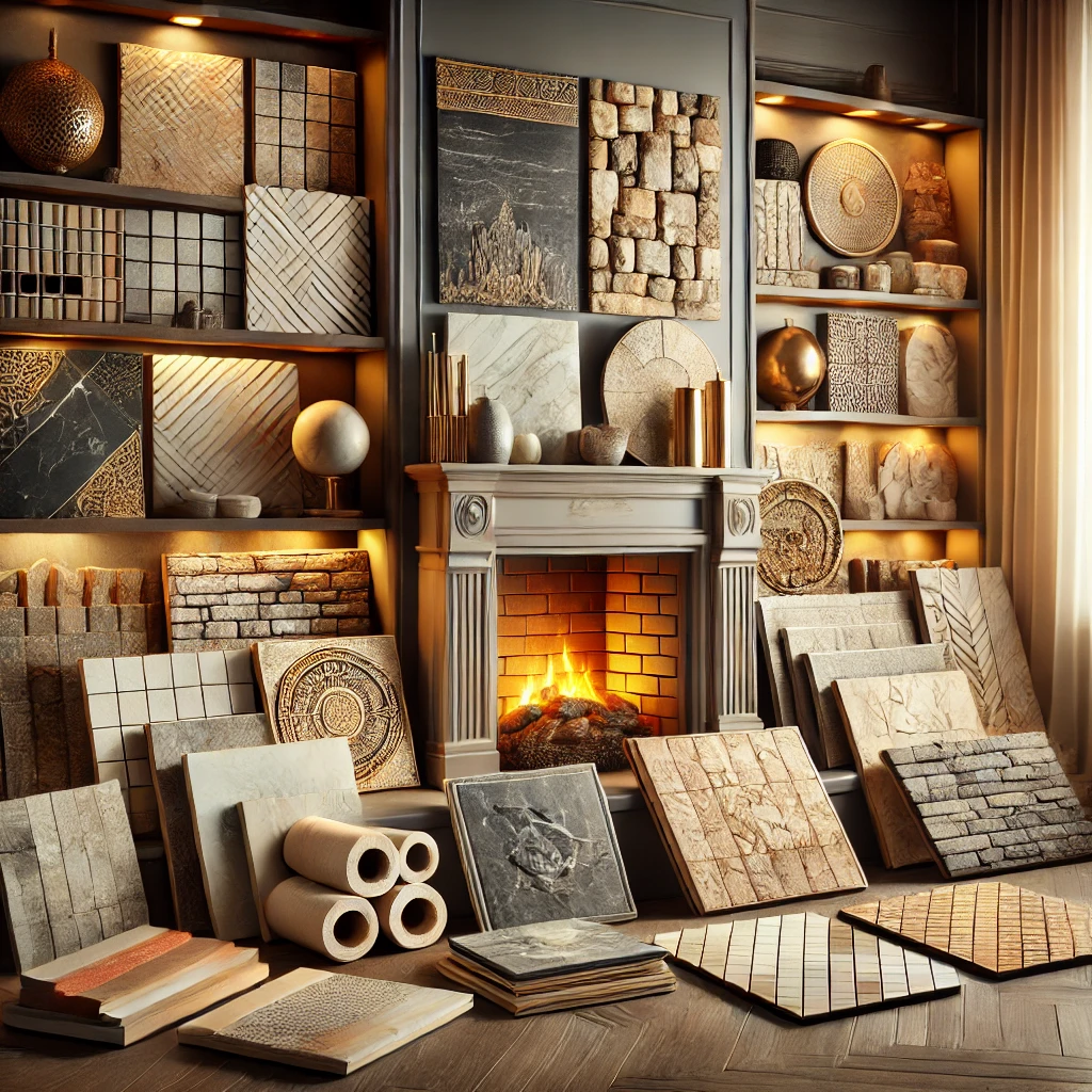 Materials for fireplace cladding