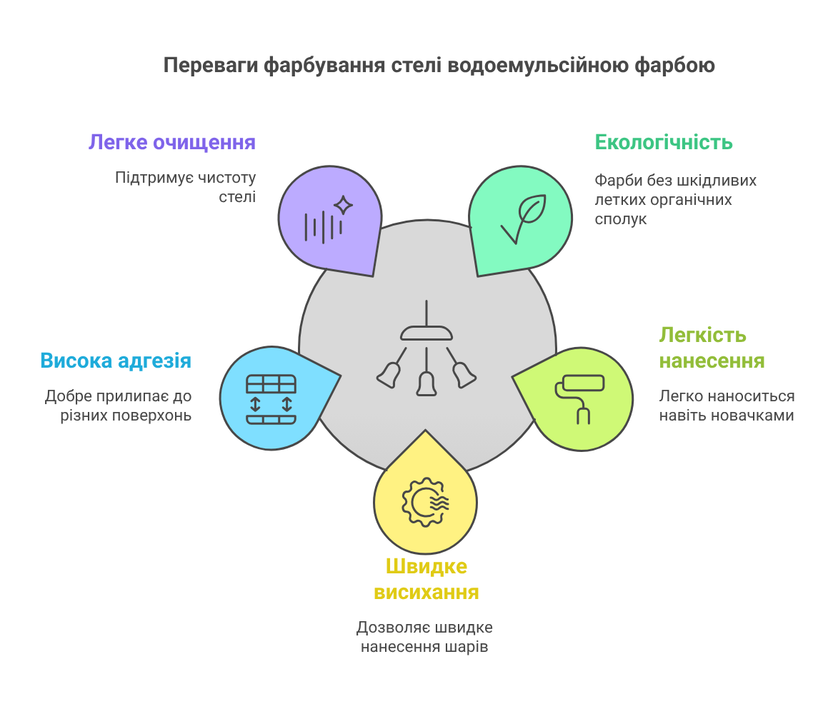 Переваги фарбування стелі водоемульсійною фарбою - visual selection