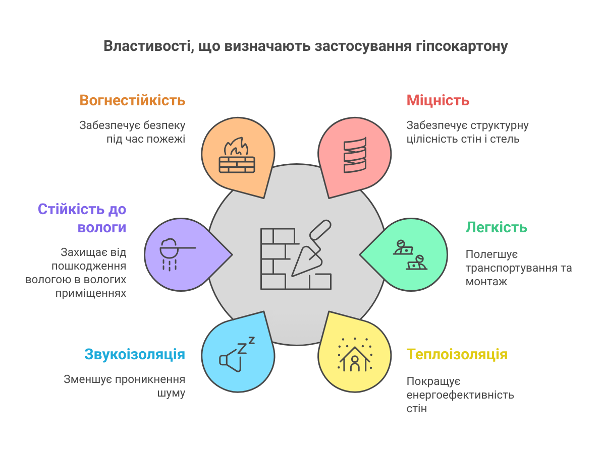 Properties and characteristics of drywall - visual selection