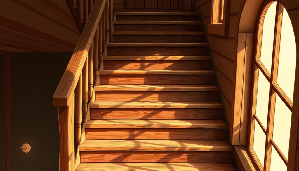 Wooden Stairs with Non-Slip Covering