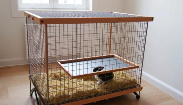 cage pour lapins avec fond pliable