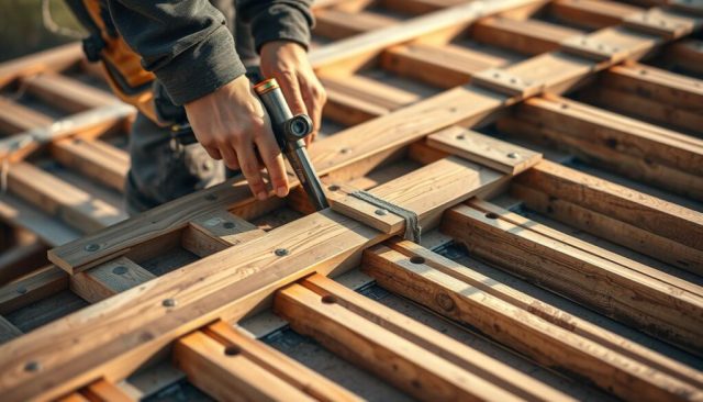 installation of battens on the roof