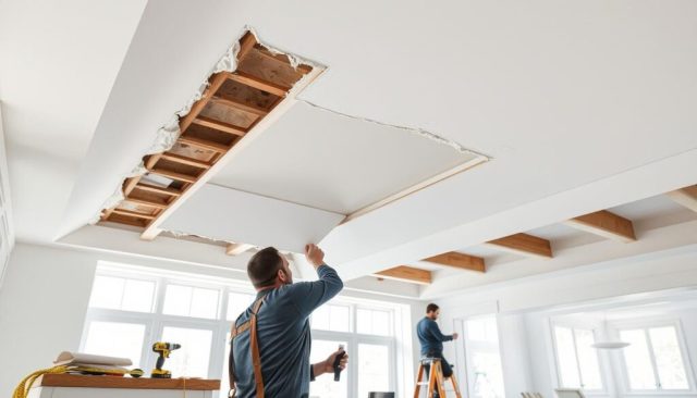 plafond reparatie met gipsplaten