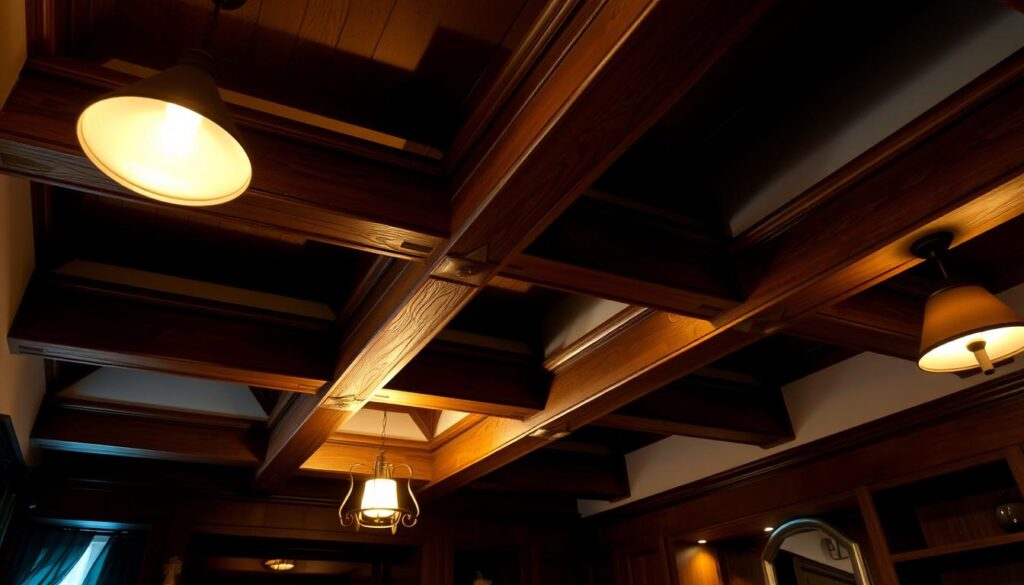 large beams on the ceiling