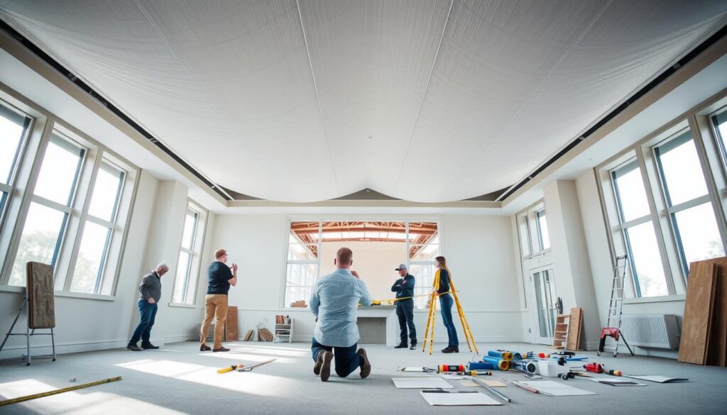 installation of stretch ceiling