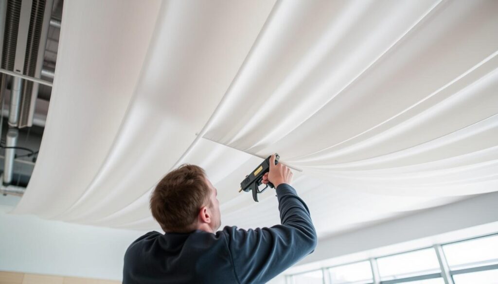 installation of stretch ceiling