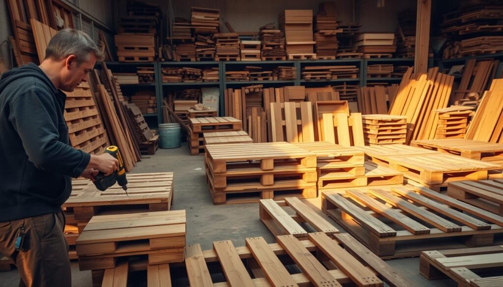 bewerking van pallets