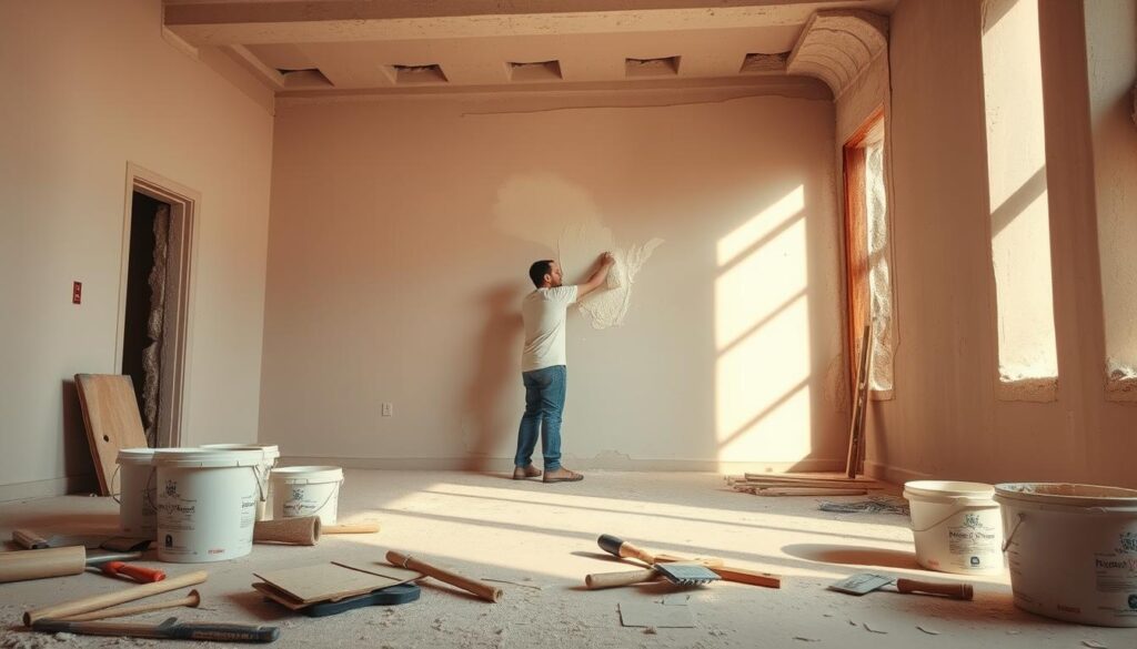 plastering work indoors