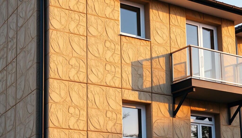 Thermal panels on the facade of a house