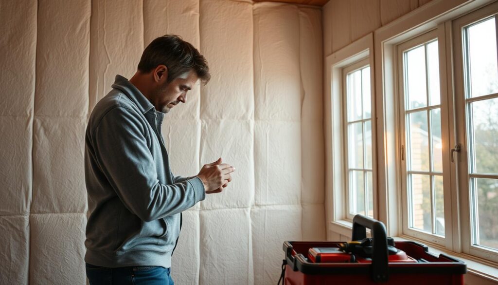 insulating walls from the inside with polystyrene foam