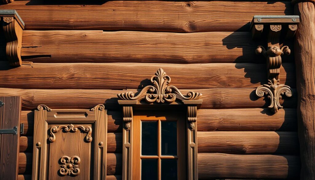 Außenverkleidung eines Holzhauses